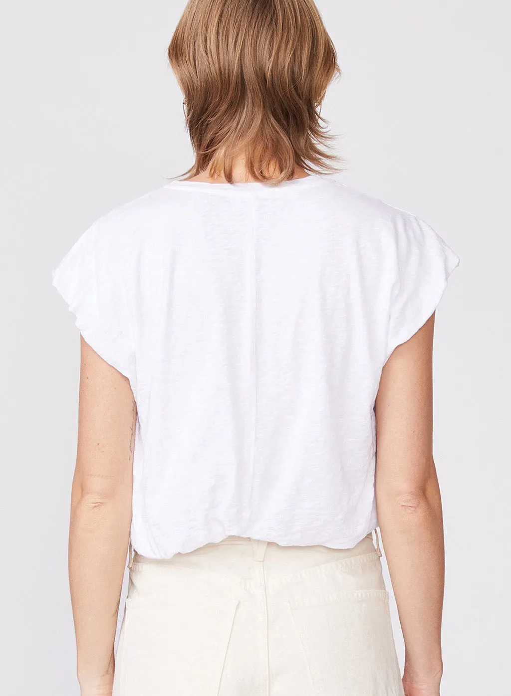 Supima Slub Bubble Hem Muscle Top in White sold by Stateside product image thumbnail 5