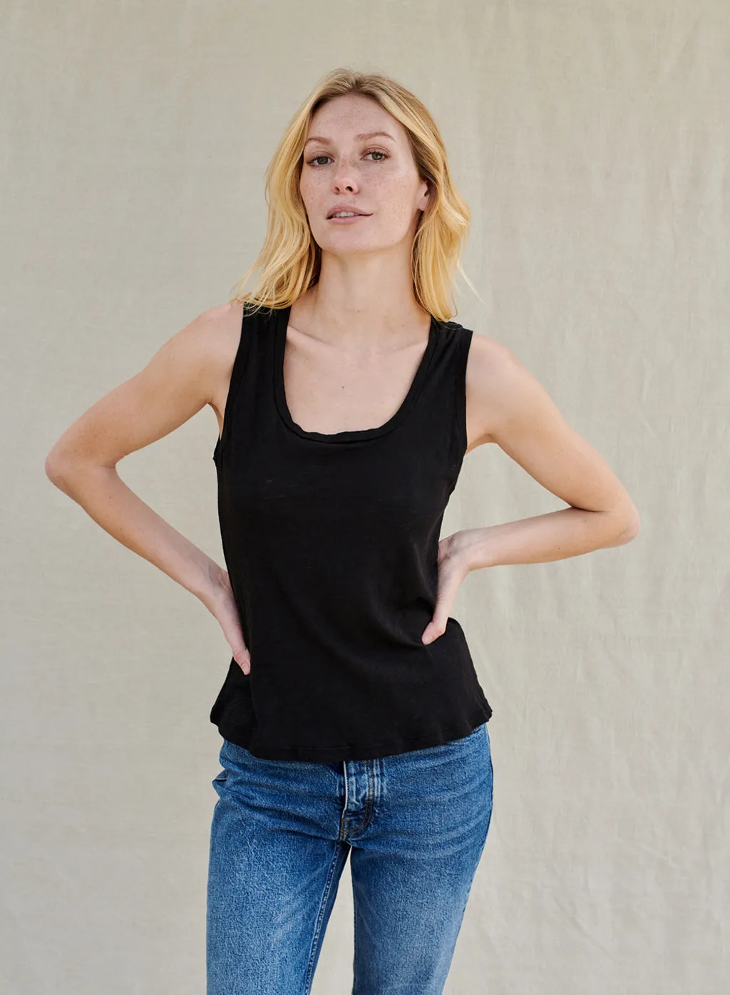 Supima Slub Square Neck Tank in Black sold by Stateside product image thumbnail 2