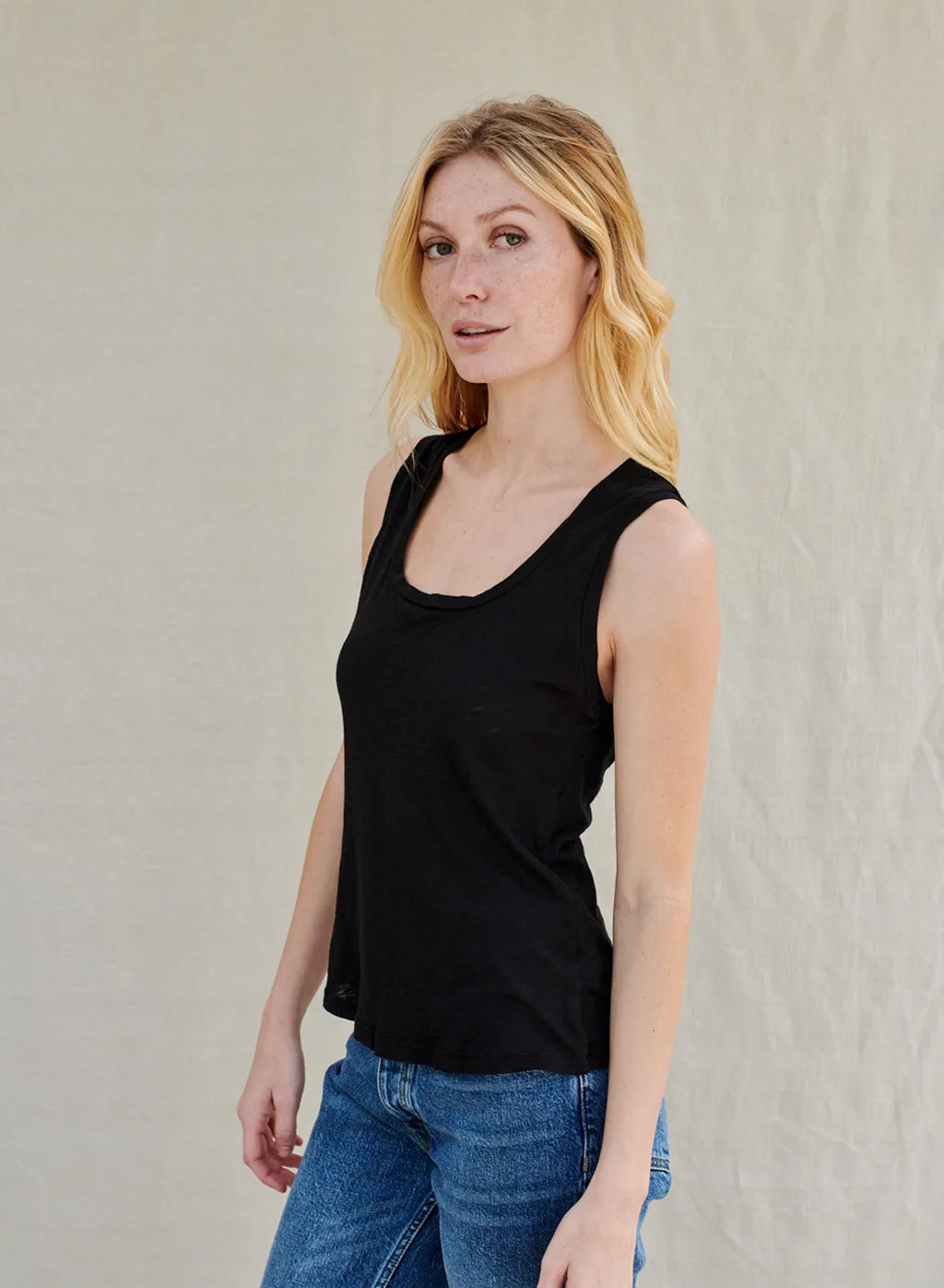 Supima Slub Square Neck Tank in Black sold by Stateside product image thumbnail 3