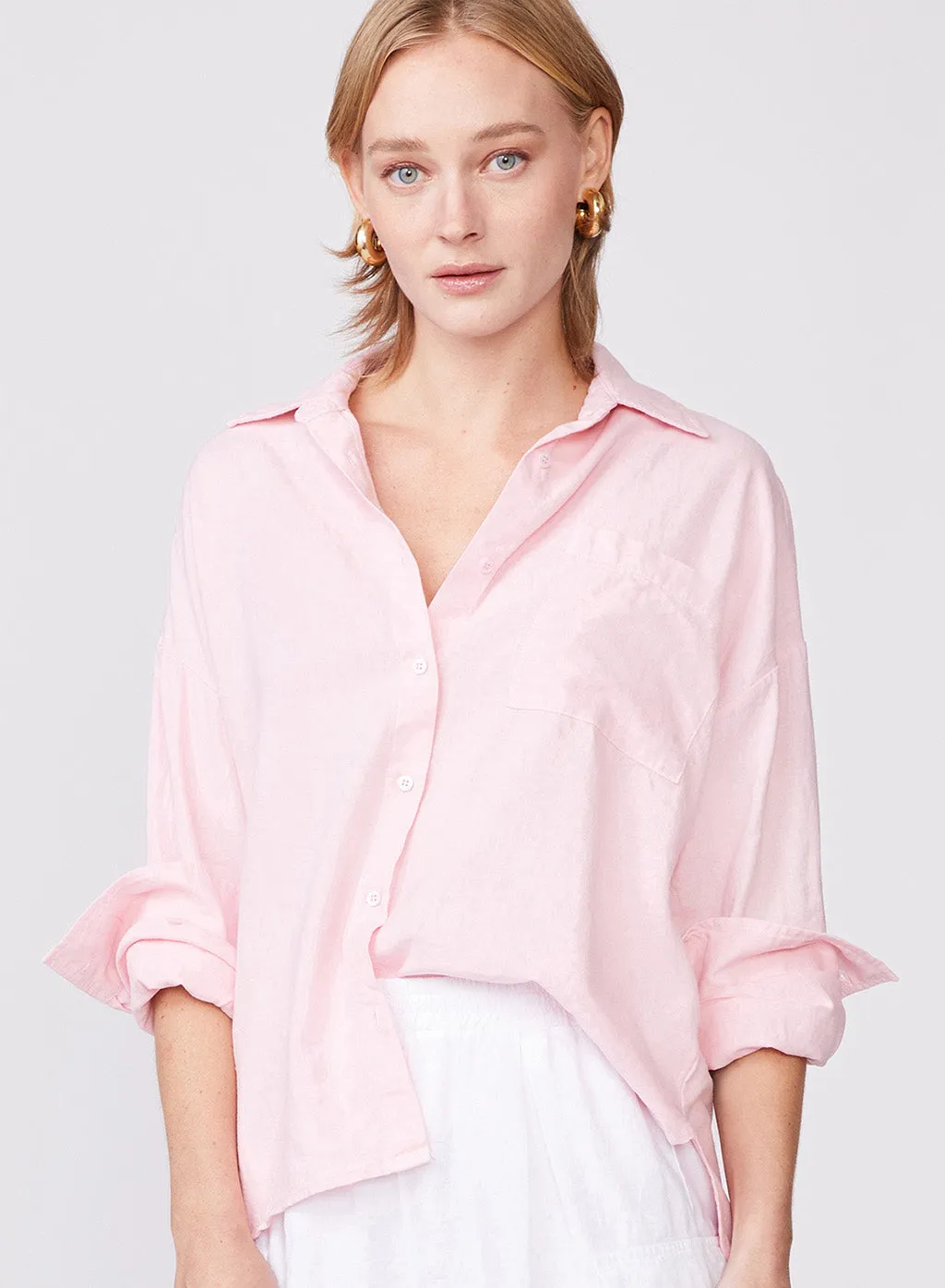 Linen Oversized Shirt in French Pink sold by Stateside product image thumbnail 2