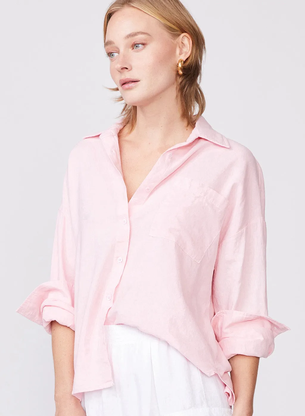 Linen Oversized Shirt in French Pink sold by Stateside product image thumbnail 5