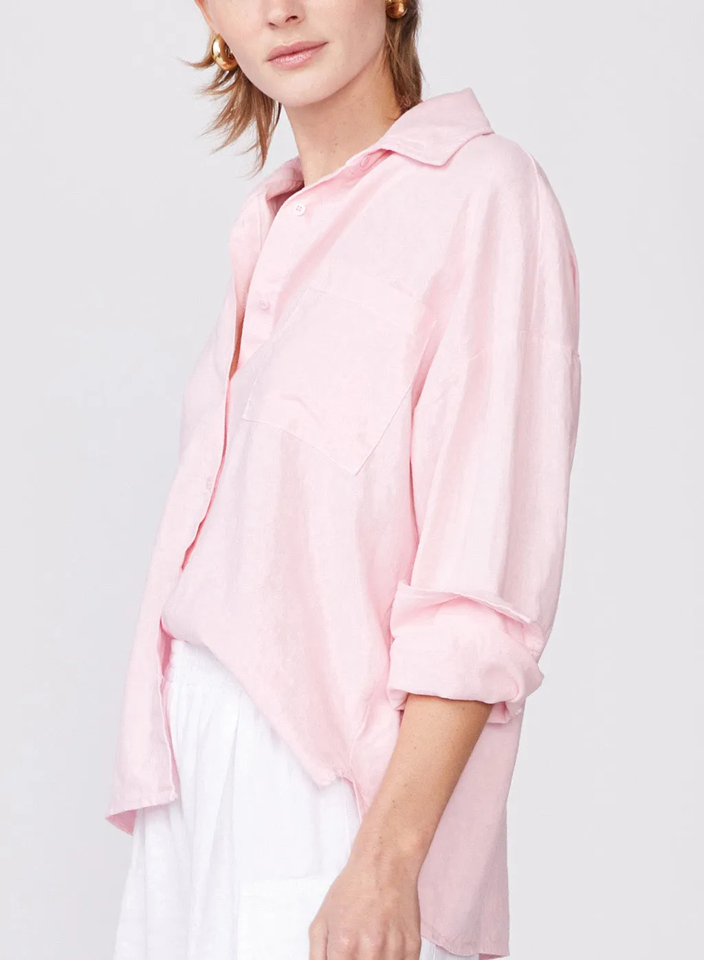 Linen Oversized Shirt in French Pink sold by Stateside product image thumbnail 3