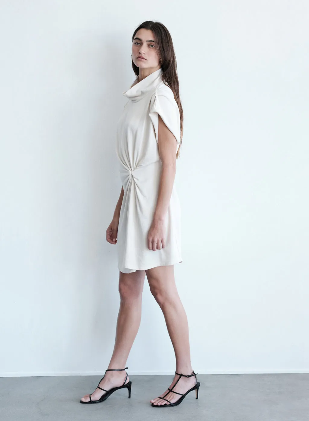 Softest Fleece Twist Midi Dress in Cream sold by Stateside product image thumbnail 5