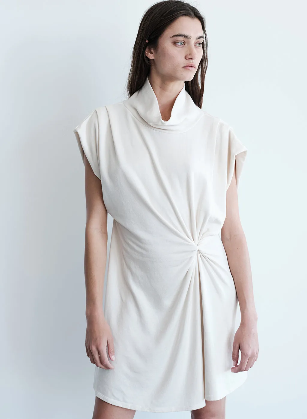 Softest Fleece Twist Midi Dress in Cream sold by Stateside product image thumbnail 3