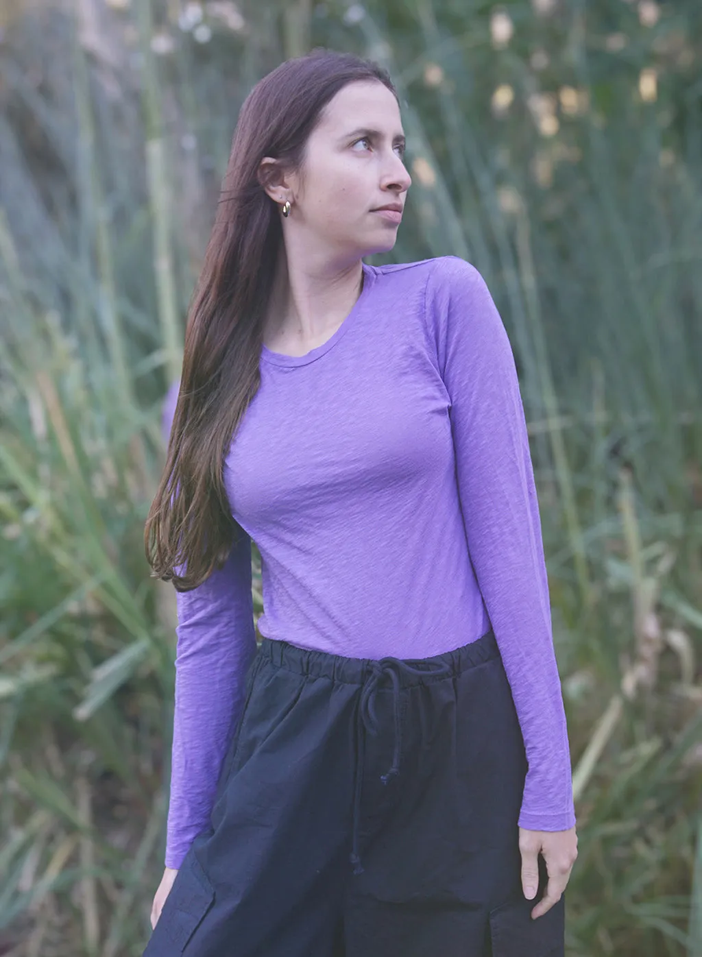 Supima Slub Long Sleeve Crew in Iris sold by Stateside