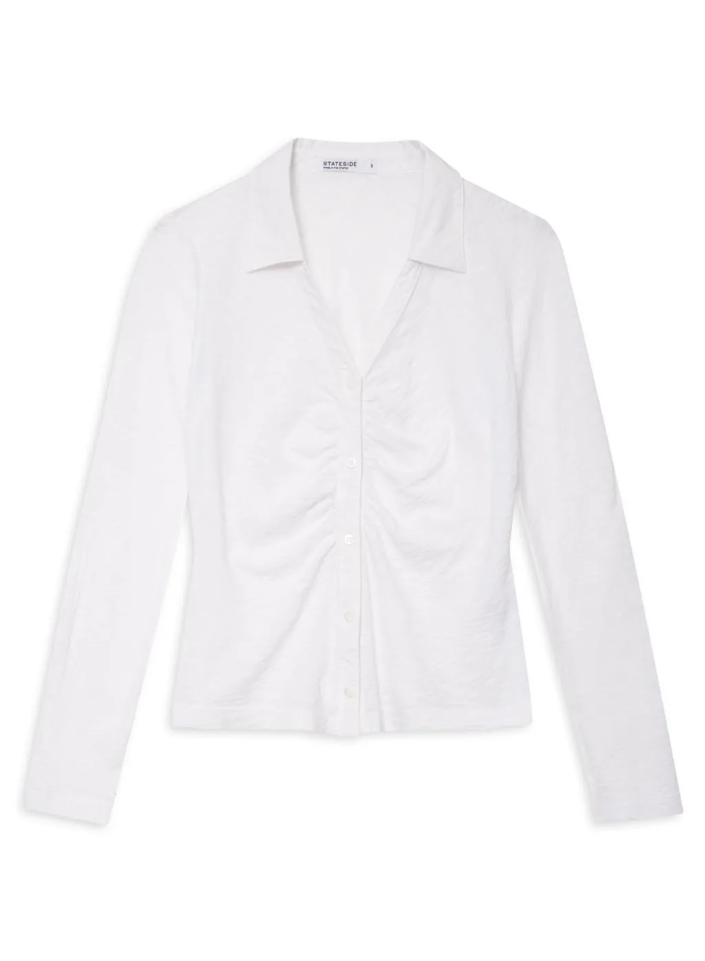 Supima Slub Ruched Front Shirt in White sold by Stateside product image thumbnail 2