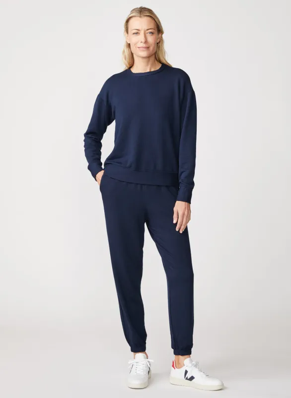Softest Fleece Sweatpant with Pockets in New Navy made by Stateside