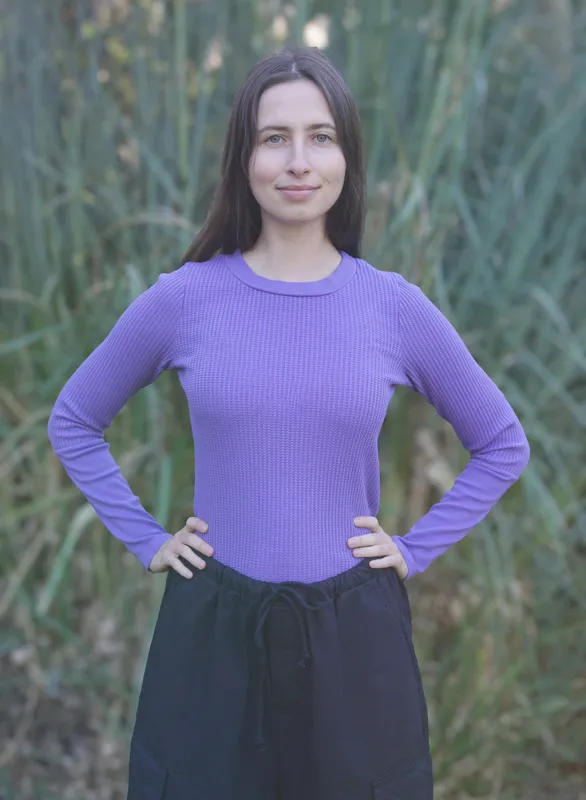 Luxe Thermal Long Sleeve Scoop Neck in Iris made by Stateside