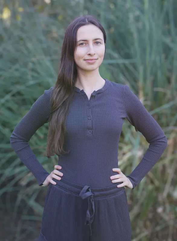 Luxe Thermal Henley Top in Ash sold by Stateside