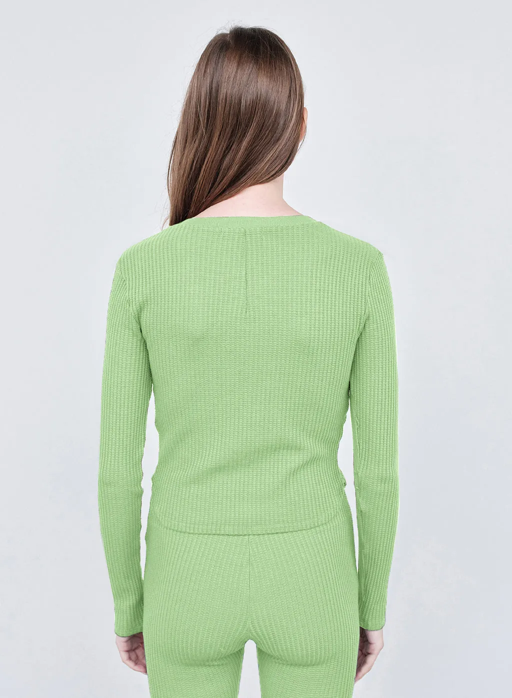 Luxe Thermal Henley Top in Wasabi sold by Stateside product image thumbnail 3