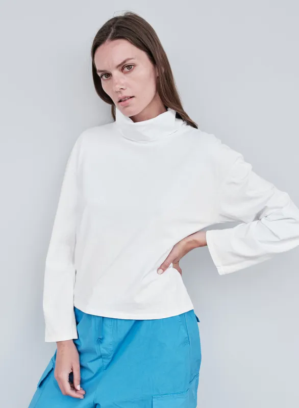 Cloud Jersey Cowl Neck Cropped Long Sleeve in Paper sold by Stateside