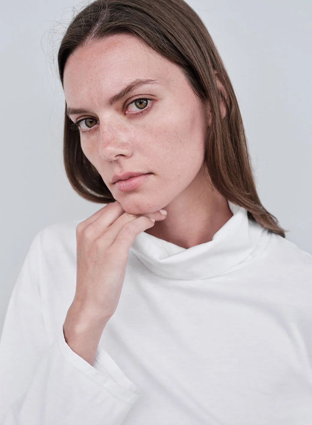 Cloud Jersey Cowl Neck Cropped Long Sleeve in Paper sold by Stateside product image thumbnail 2