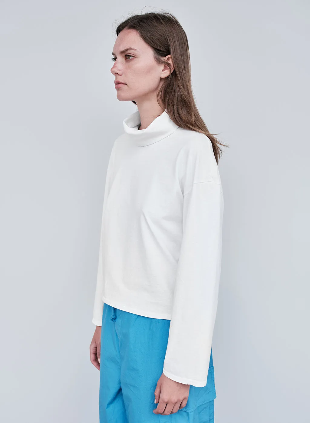 Cloud Jersey Cowl Neck Cropped Long Sleeve in Paper sold by Stateside product image thumbnail 3