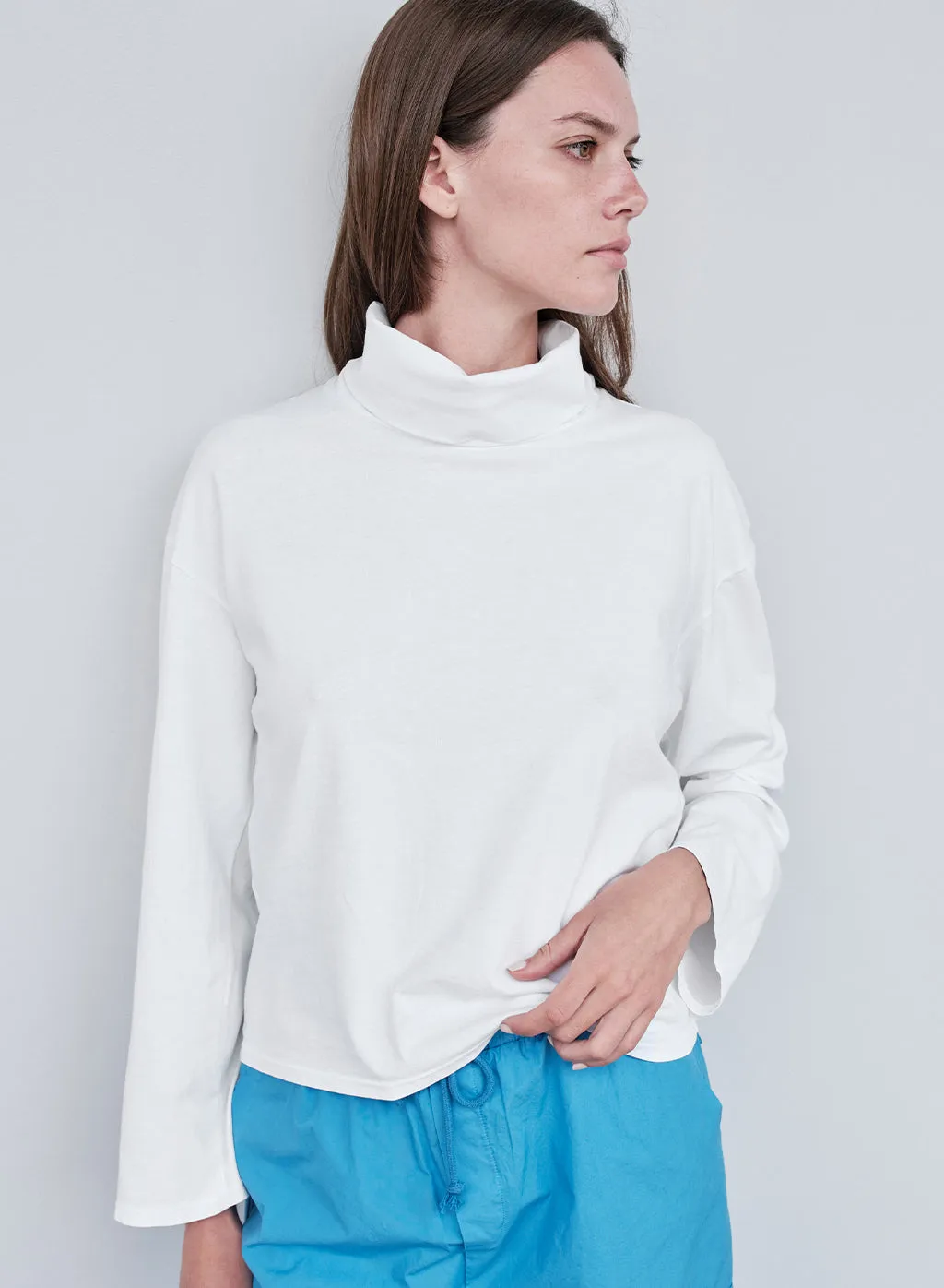 Cloud Jersey Cowl Neck Cropped Long Sleeve in Paper sold by Stateside product image thumbnail 5