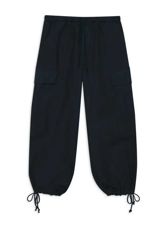 Structured Poplin Drawstring Cargo Pant in New Navy made by Stateside