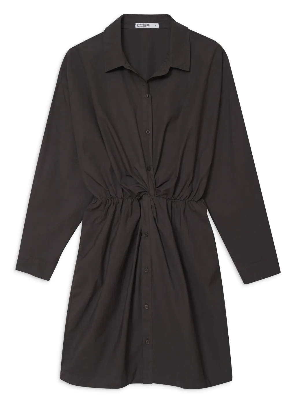 Structured Poplin Front Twist Shirt Dress in Ash sold by Stateside product image thumbnail 3
