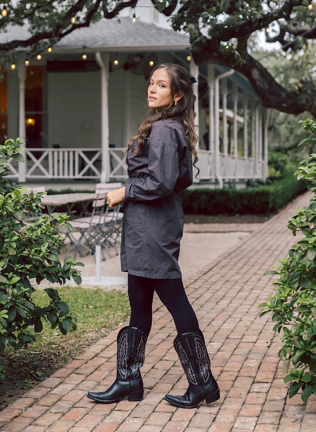 Structured Poplin Front Twist Shirt Dress in Ash sold by Stateside product image thumbnail 2