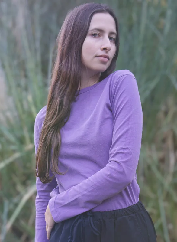 Cloud Jersey Long Sleeve Crew in Hyacinth sold by Stateside