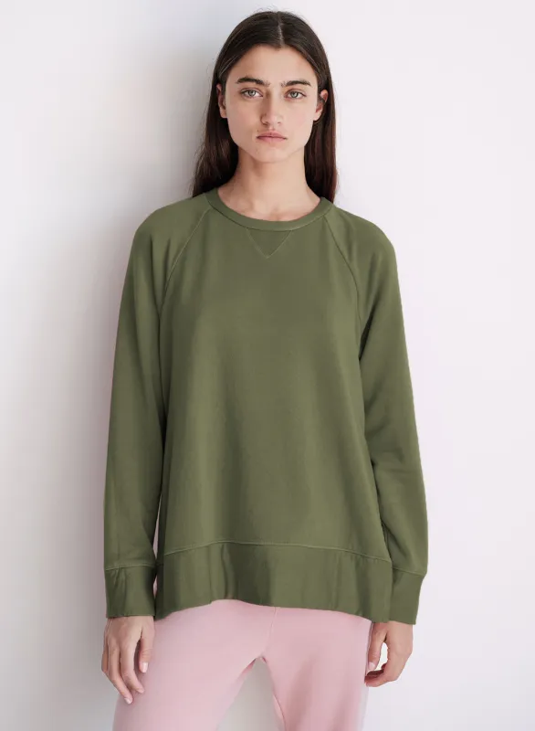 Softest Fleece Raglan Side Slit Sweatshirt in Seaweed sold by Stateside