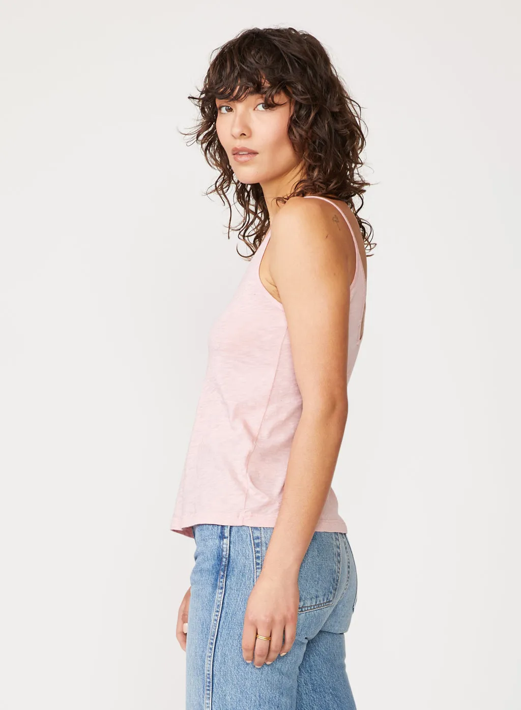 Supima Slub Jersey V-Neck Cami in Pale Pink sold by Stateside product image thumbnail 3