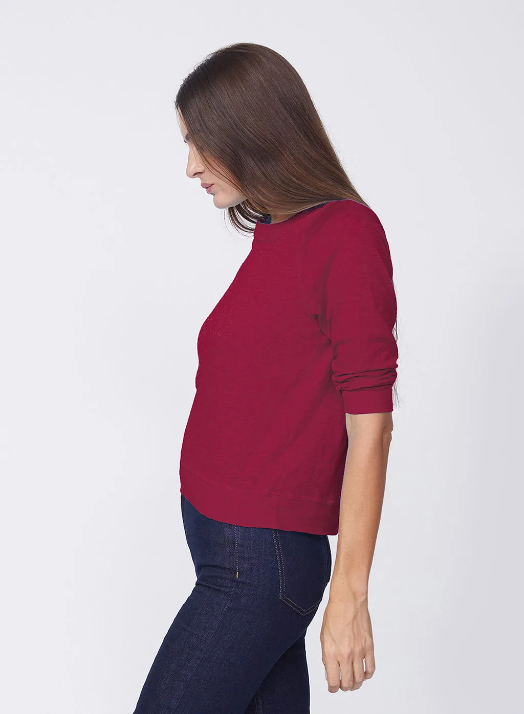 Supima Slub Jersey Sweatshirt Tee in Bordeaux sold by Stateside product image thumbnail 2