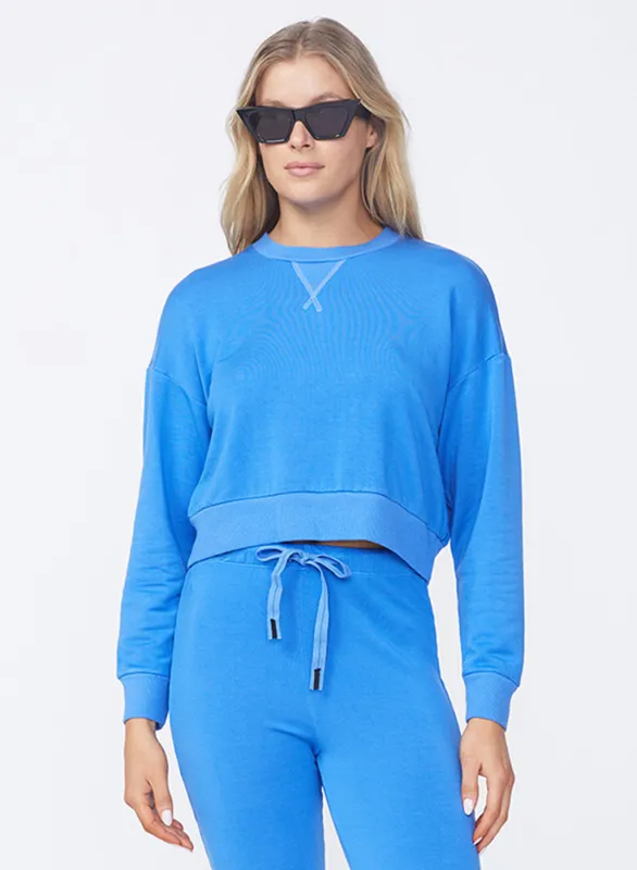 Softest Fleece Cropped Pullover in Sport Blue sold by Stateside