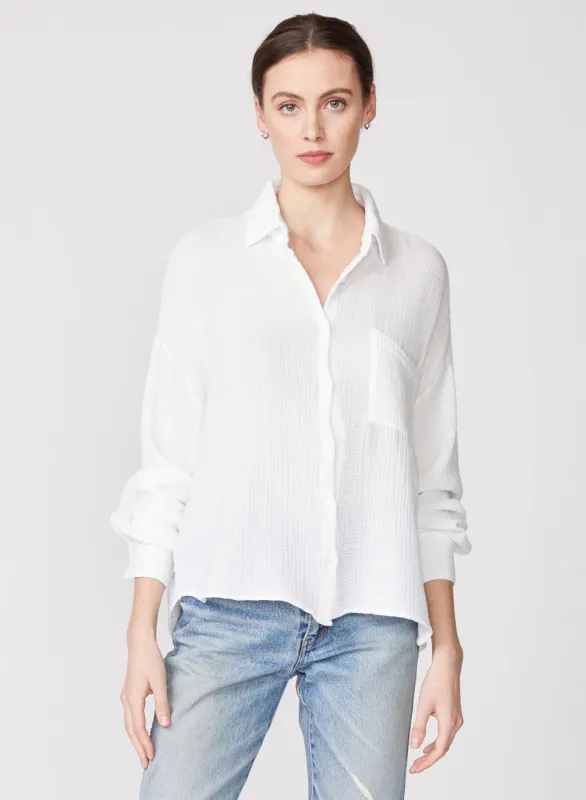 Gauze Oversized Shirt in White sold by Stateside