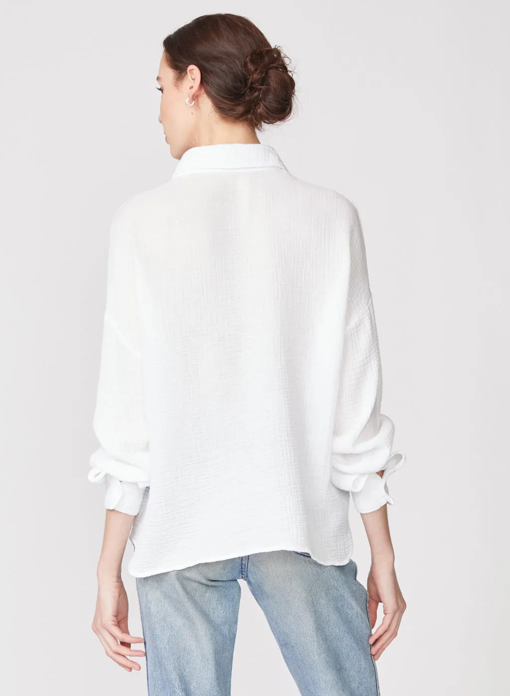 Gauze Oversized Shirt in White sold by Stateside product image thumbnail 5