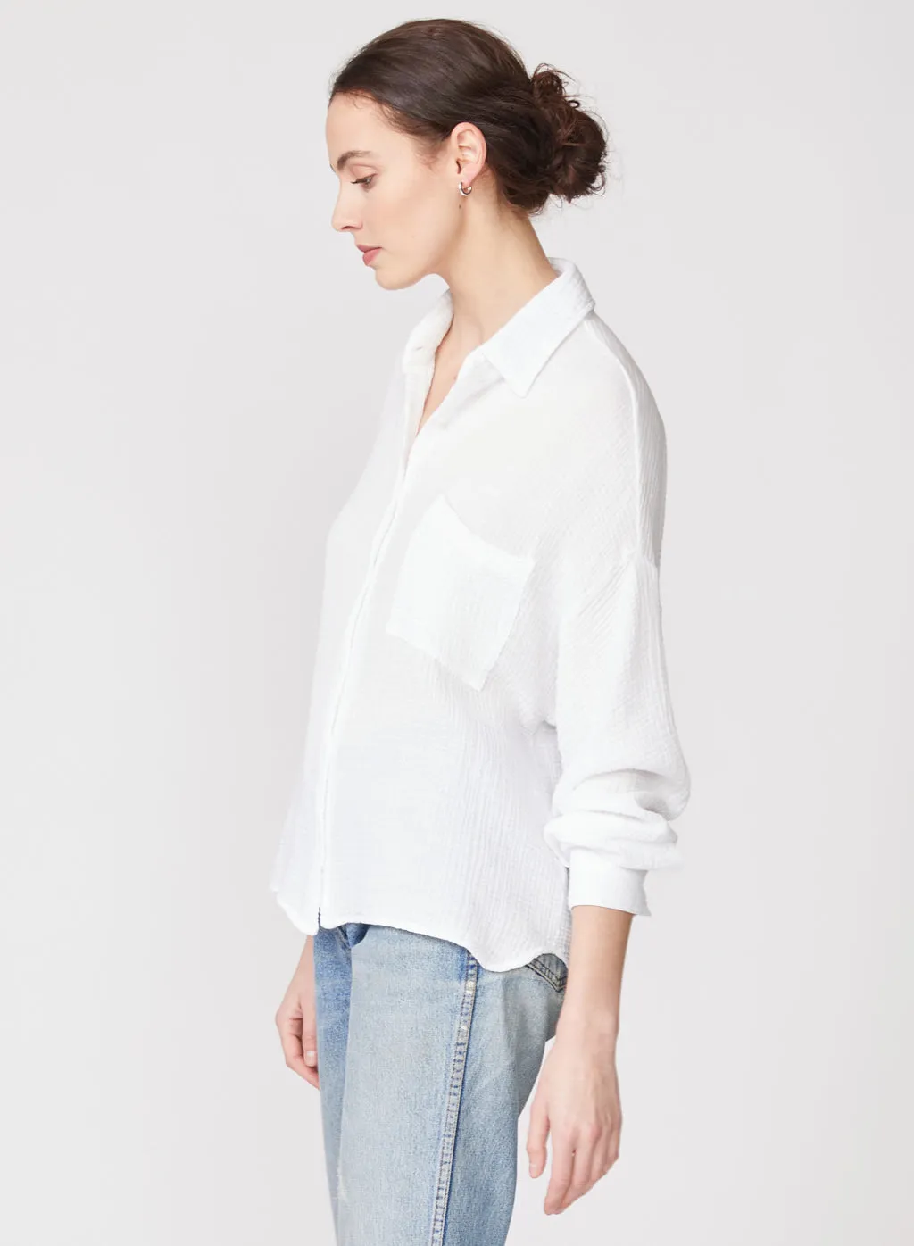 Gauze Oversized Shirt in White sold by Stateside product image thumbnail 3