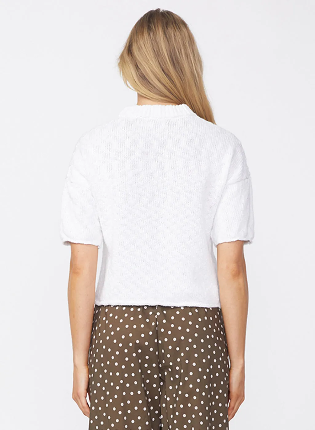 Cotton Linen Short Sleeve Sweater in White sold by Stateside product image thumbnail 4