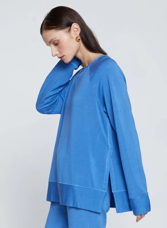Softest Fleece Raglan Side Slit Sweatshirt in Club Blue sold by Stateside
