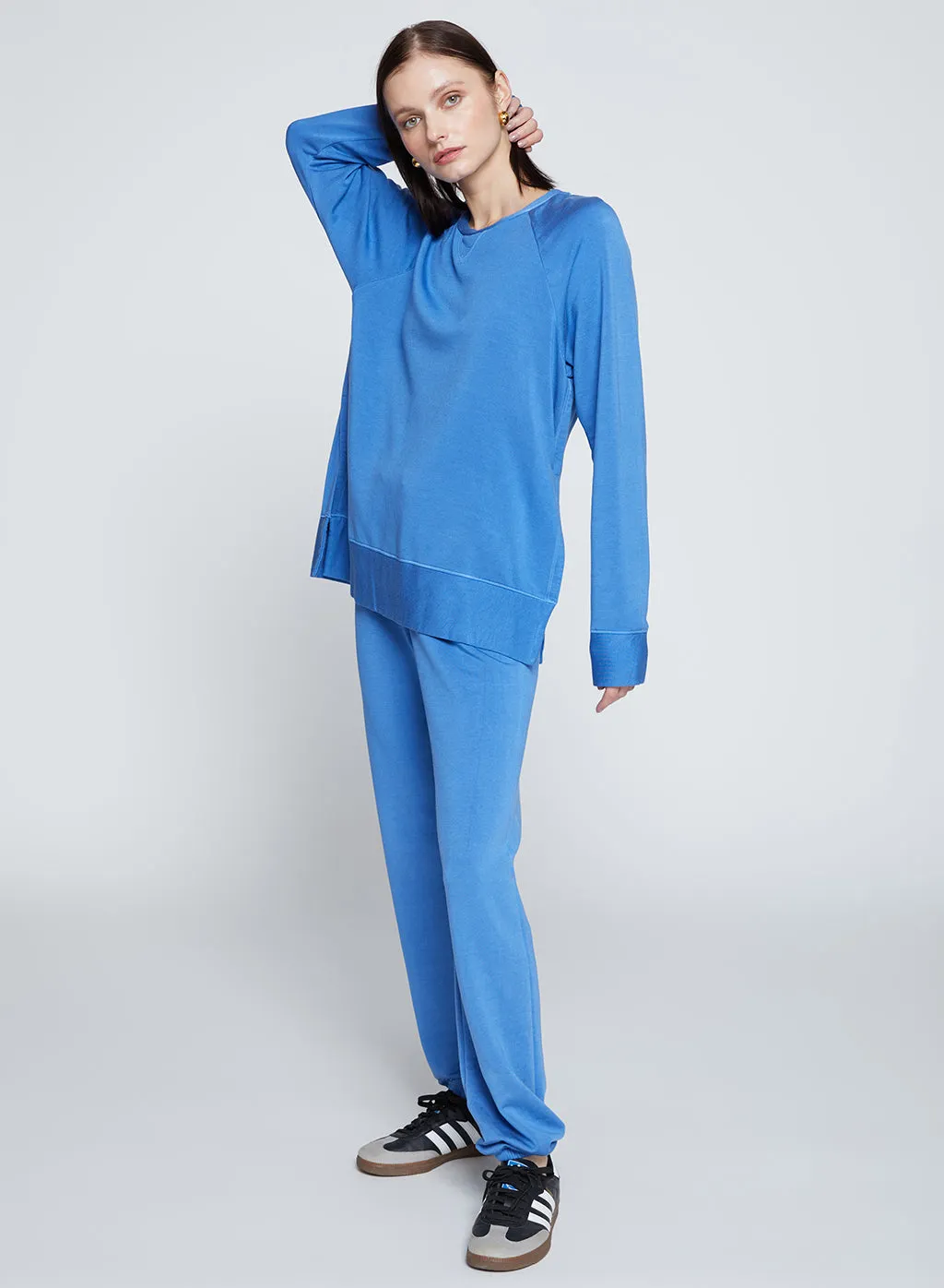 Softest Fleece Raglan Side Slit Sweatshirt in Club Blue sold by Stateside product image thumbnail 4
