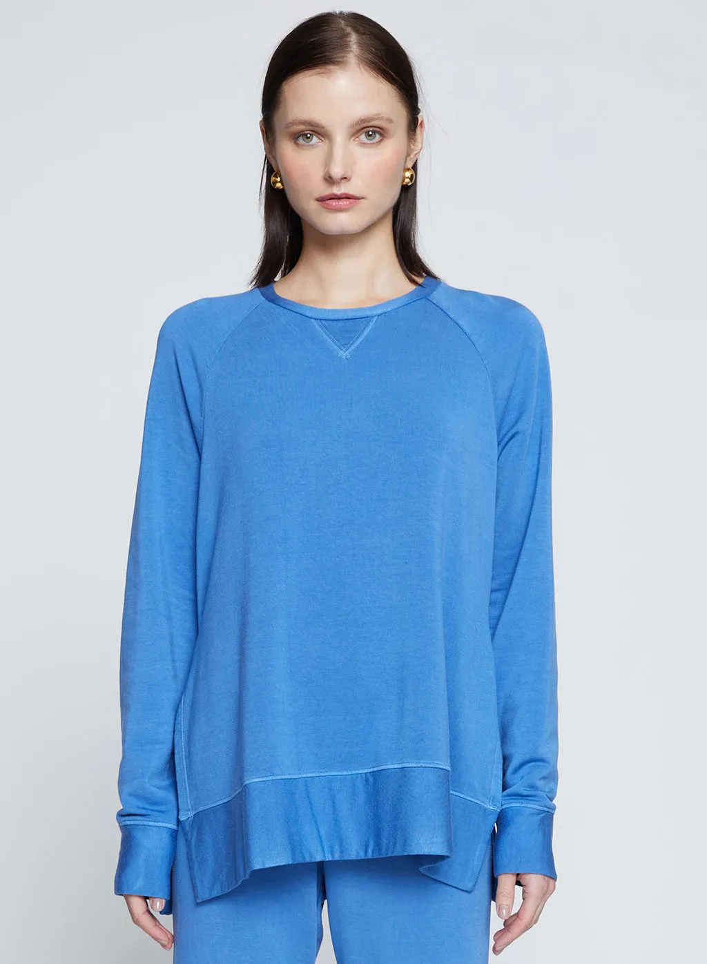 Softest Fleece Raglan Side Slit Sweatshirt in Club Blue sold by Stateside product image thumbnail 3
