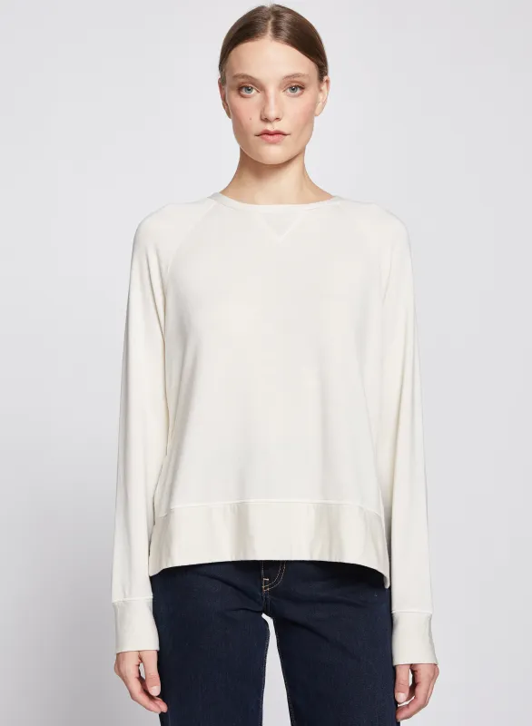 Softest Fleece Raglan Side Slit Sweatshirt in Cream sold by Stateside
