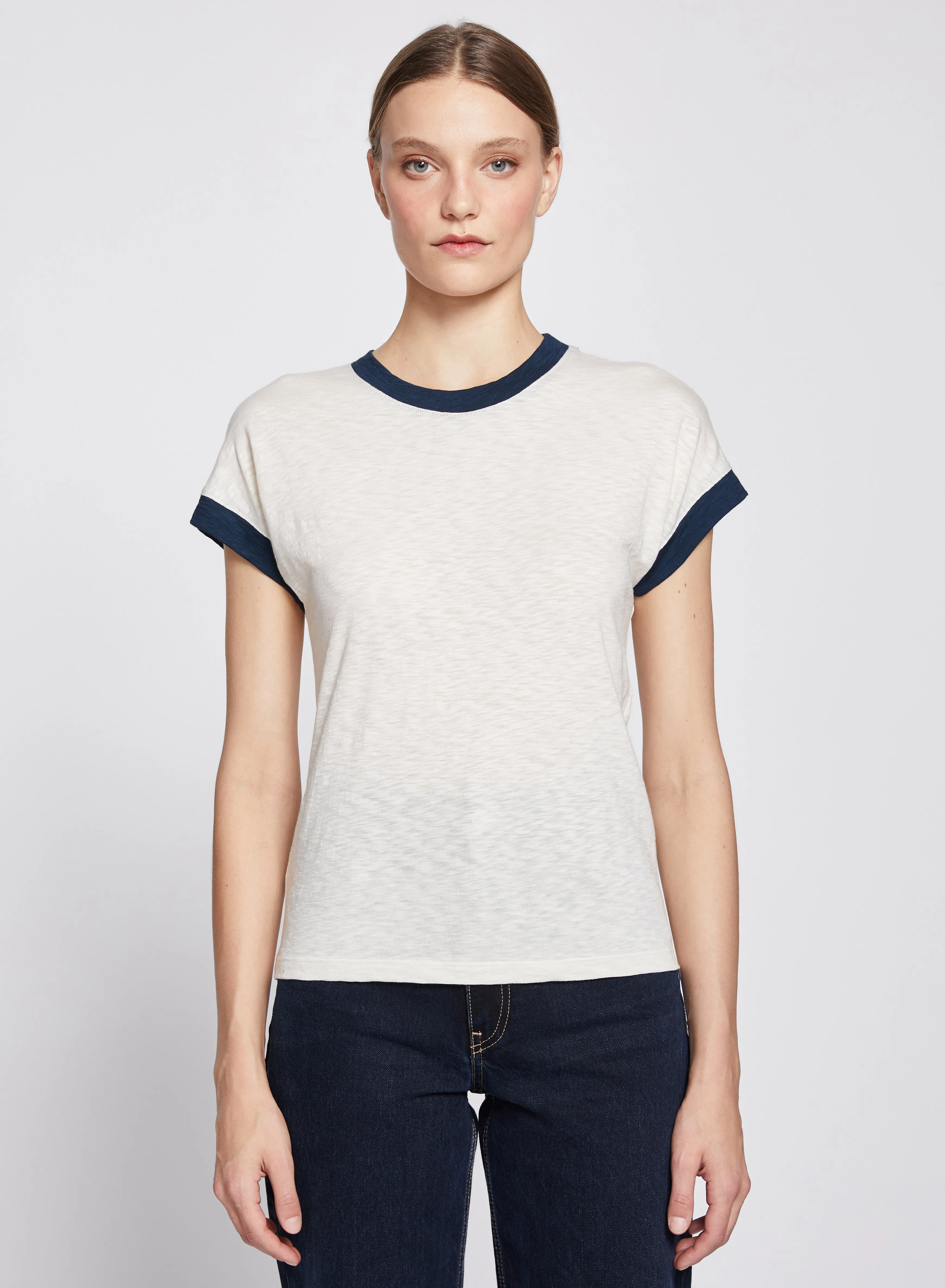 Dolman Ringer Tee in Cream sold by Stateside