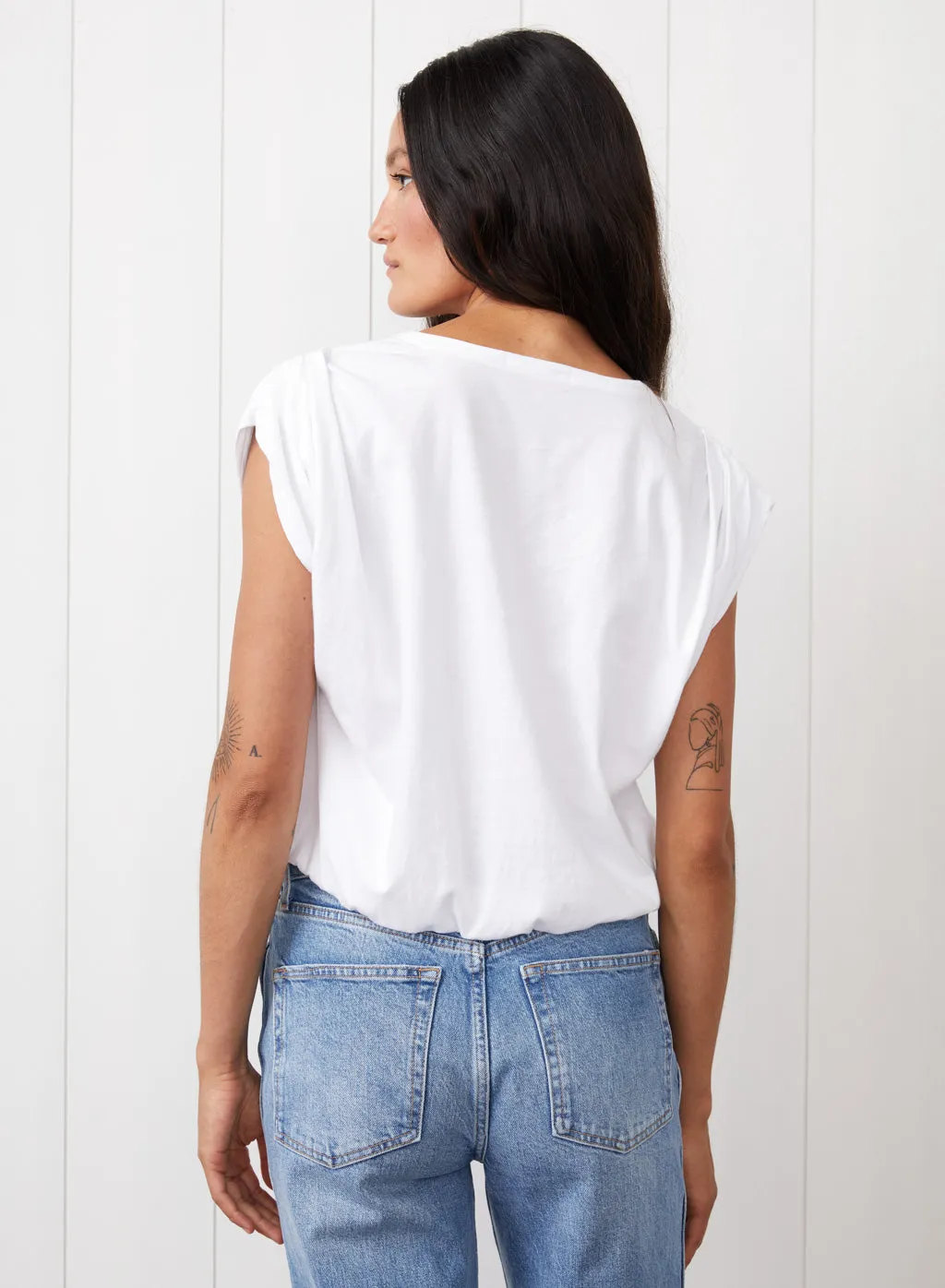 Cloud Jersey Deep V Muscle Top in White sold by Stateside product image thumbnail 4