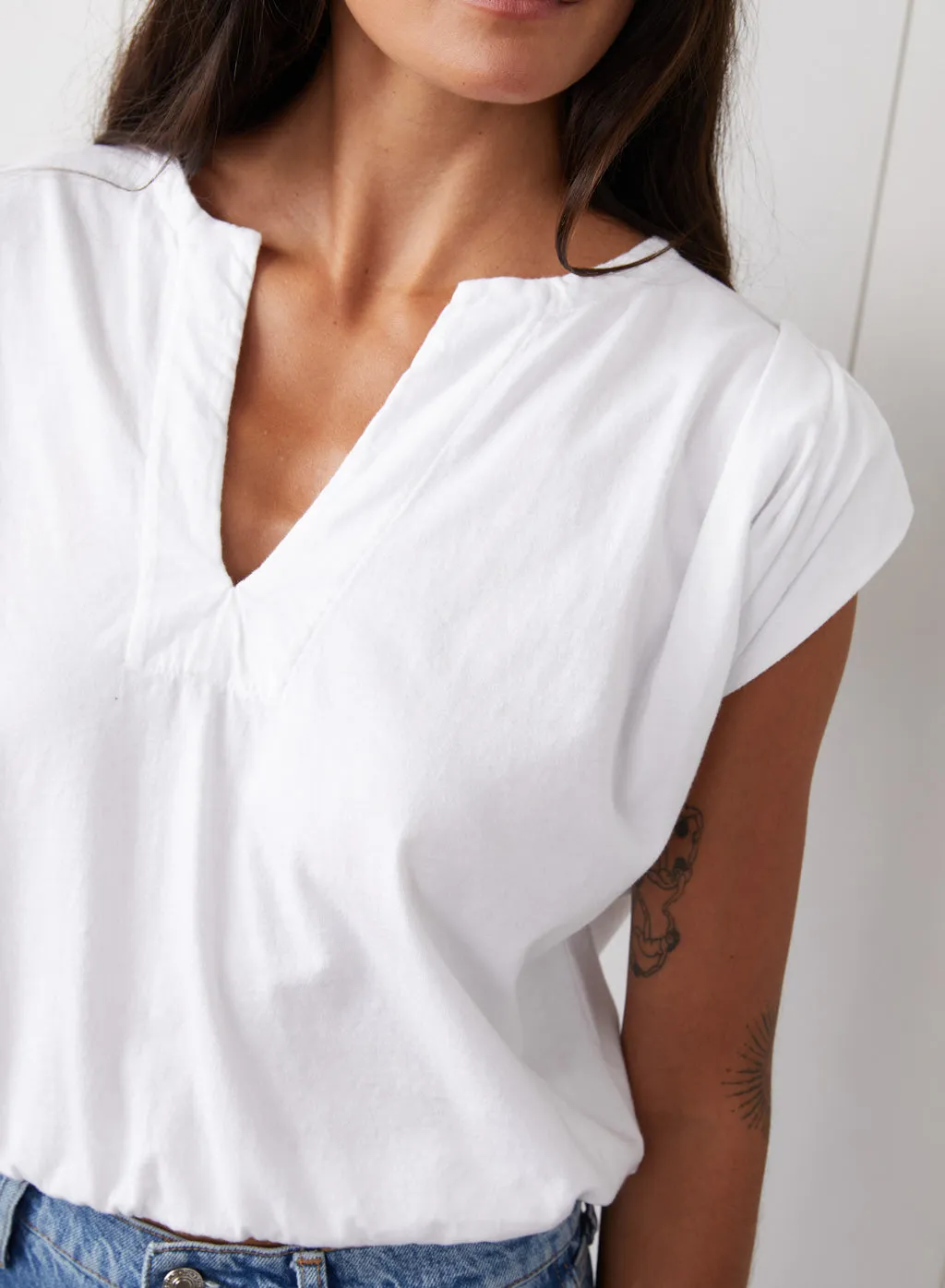 Cloud Jersey Deep V Muscle Top in White sold by Stateside product image thumbnail 3