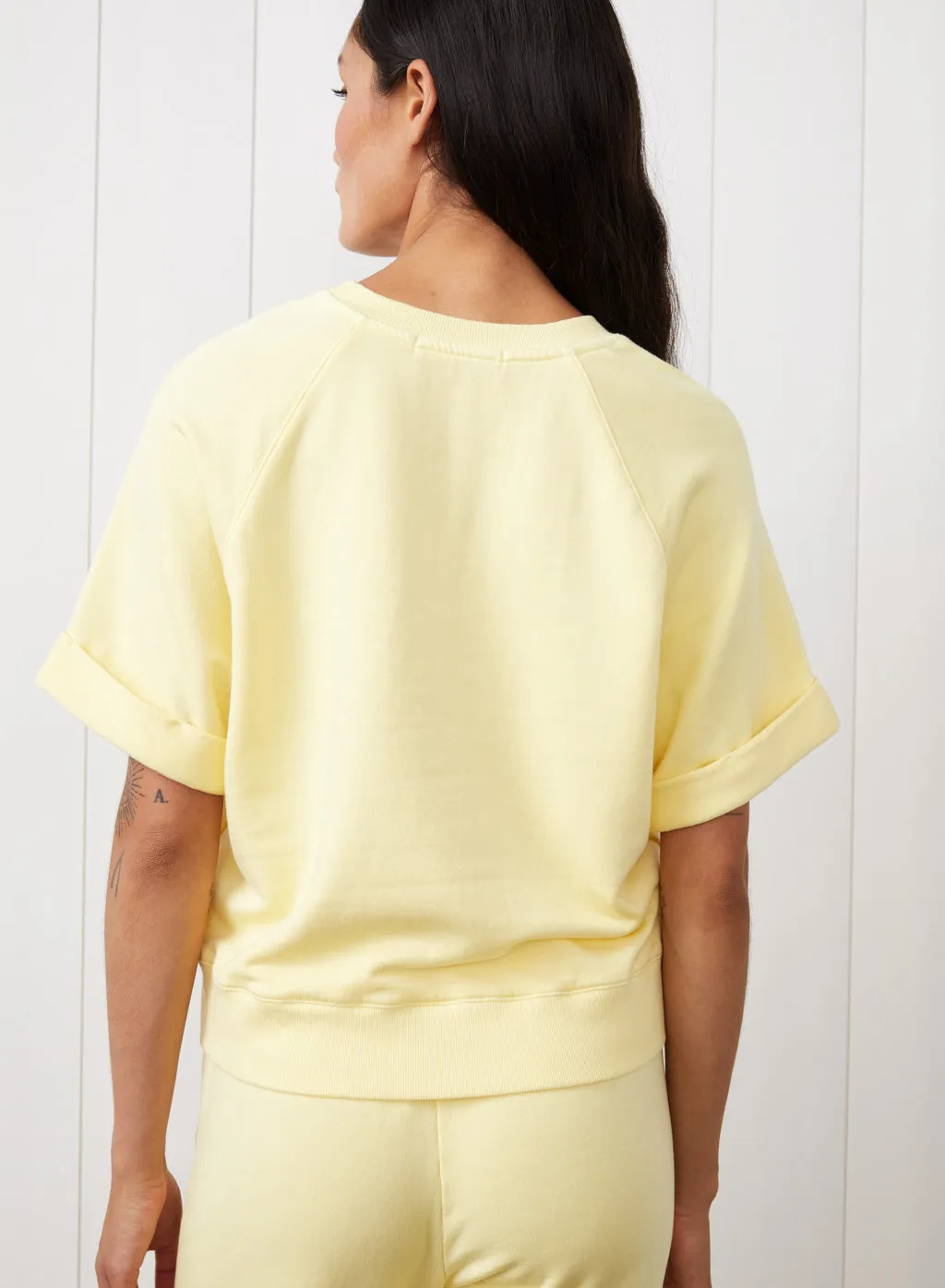 Softest Fleece Short Sleeve Boxy Raglan Sweatshirt in Limoncello sold by Stateside product image thumbnail 5
