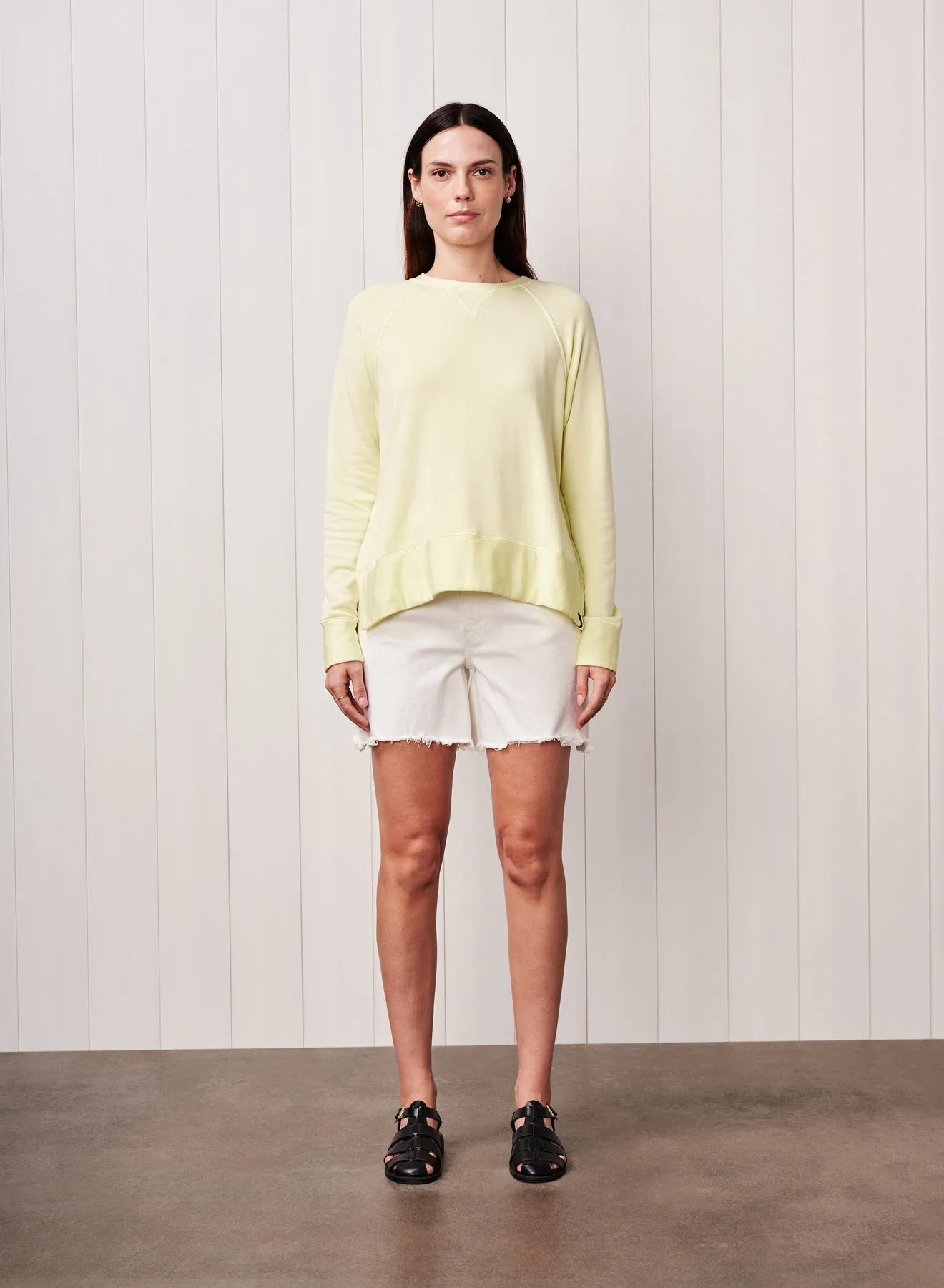 Softest Fleece Raglan Sweatshirt in Lemon Ice sold by Stateside