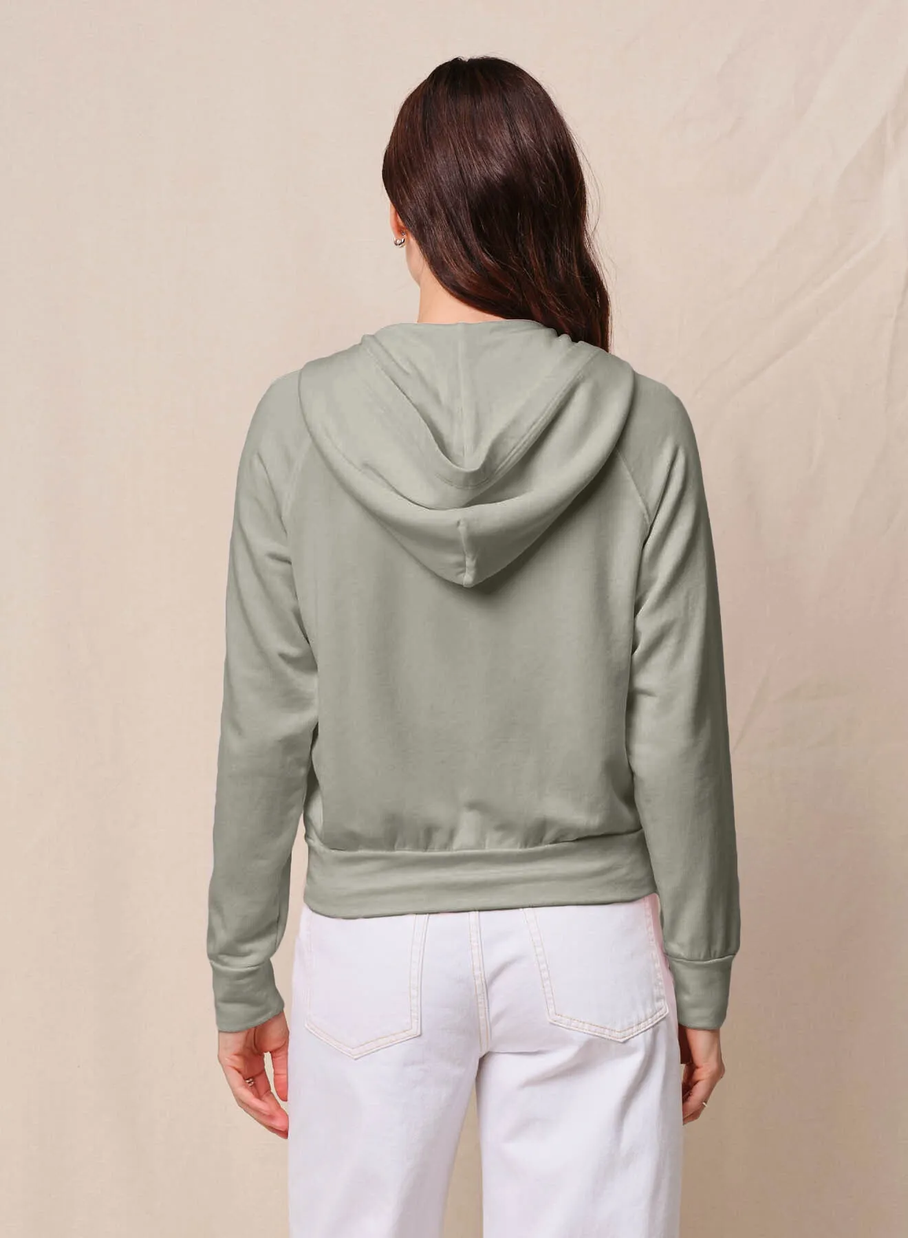 Softest Fleece Raglan Hood Zip Up in Thyme sold by Stateside product image thumbnail 2