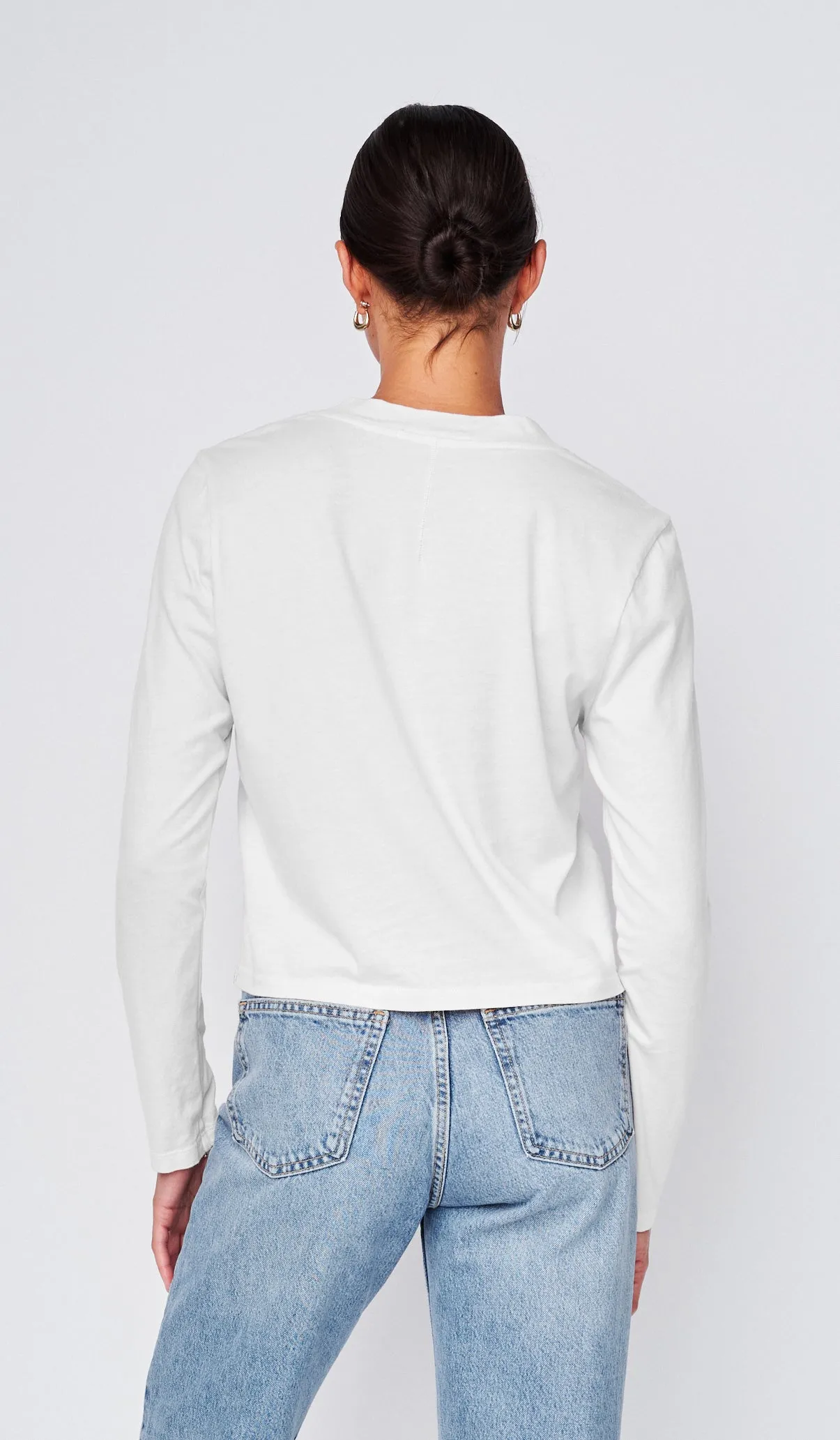 Cloud Jersey Long Sleeve V-Neck Tee in White sold by Stateside product image thumbnail 3