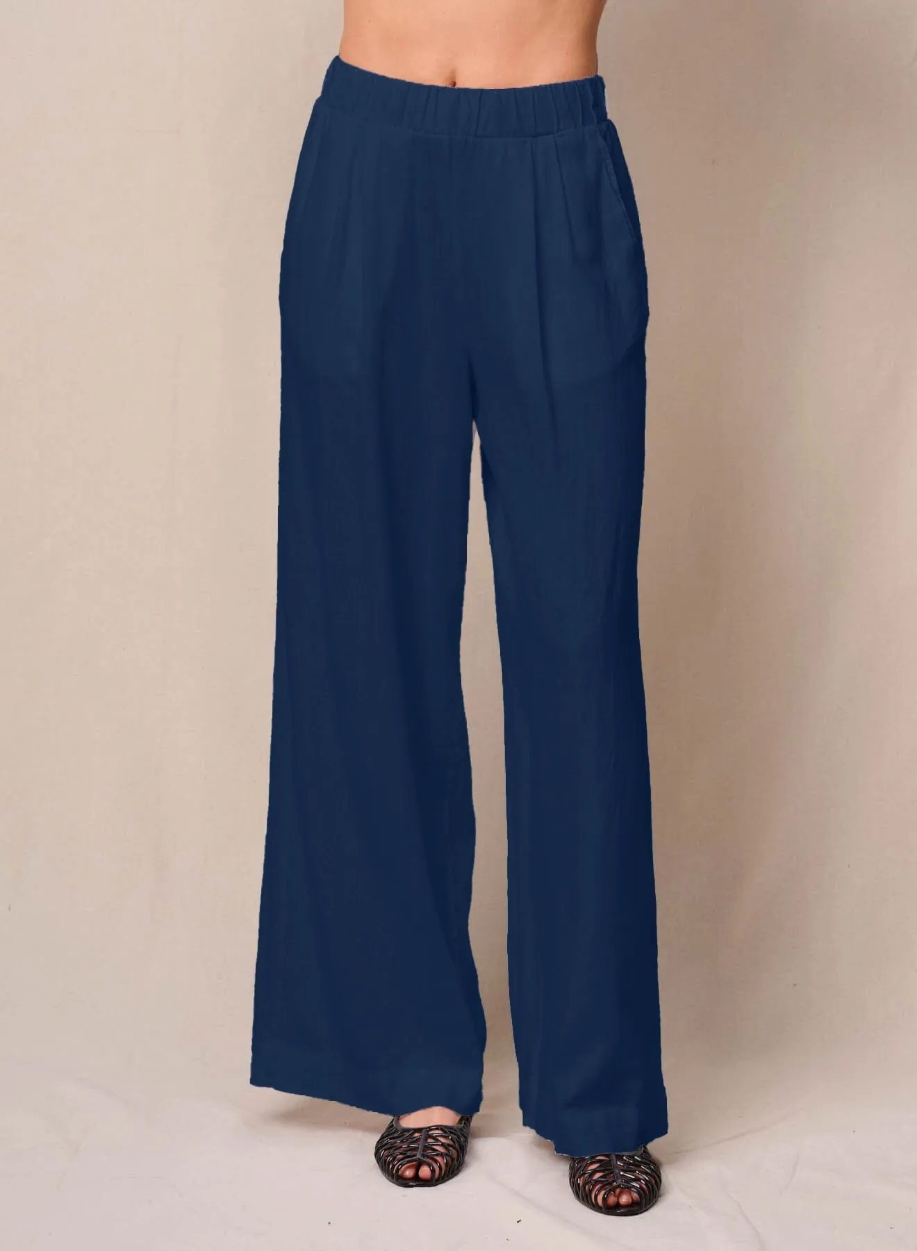 Linen Oversized Shirt & Linen Pull-On Trouser in New Navy sold by Stateside product image thumbnail 2