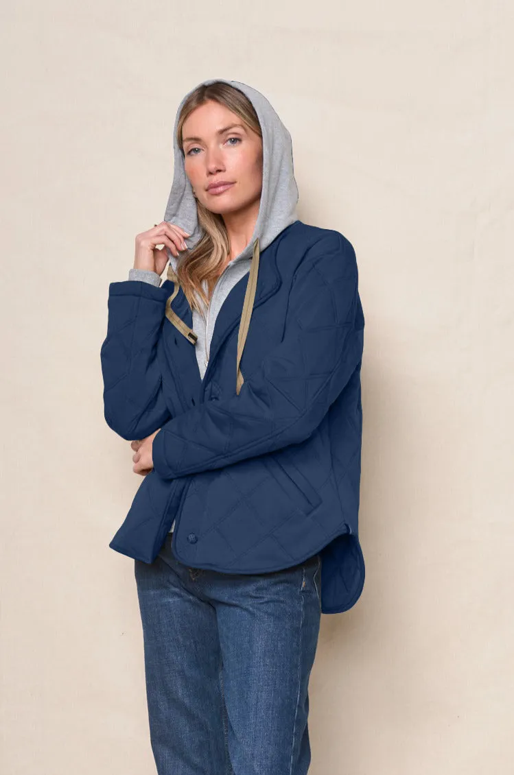 Quilted Hooded Jacket in New Navy sold by Stateside product image thumbnail 4