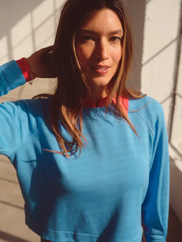 Softest Fleece Crewneck Pullover in Blue Topaz sold by Stateside