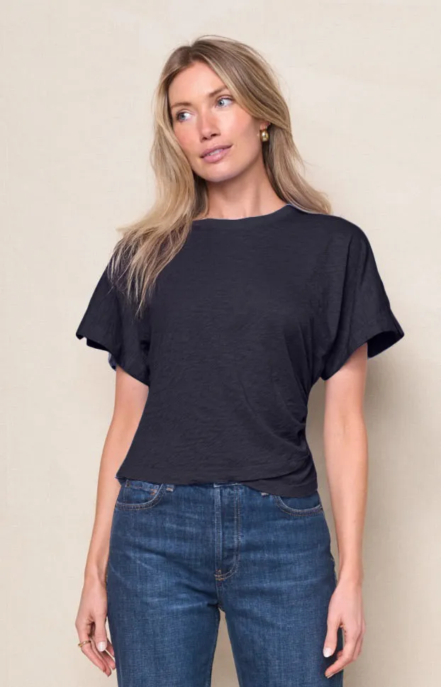 Supima Slub Jersey Side Ruched Dolman in New Navy sold by Stateside
