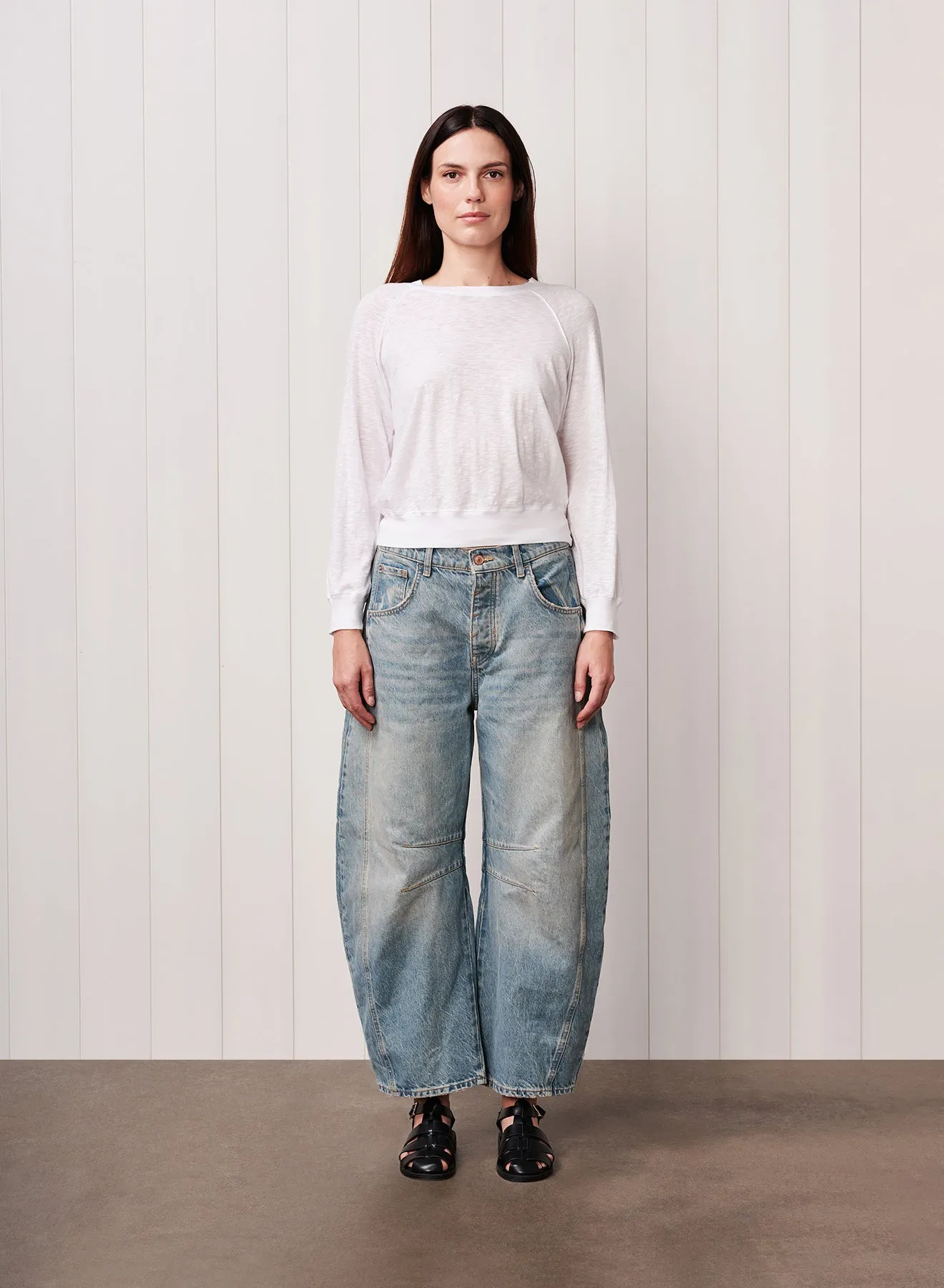 Supima Slub Jersey Raglan Sweatshirt Tee in White sold by Stateside product image thumbnail 3