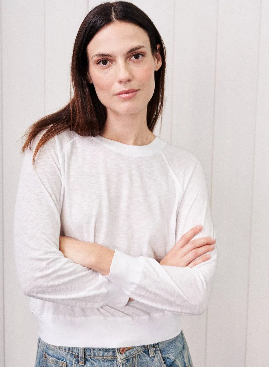 Supima Slub Jersey Raglan Sweatshirt Tee in White sold by Stateside product image thumbnail 2