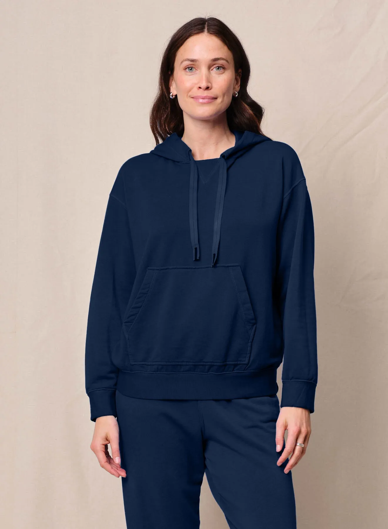 Softest Fleece Hood Pullover in New Navy sold by Stateside