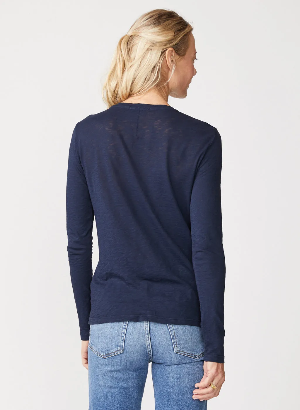 Supima Slub Jersey Long Sleeve Crew in New Navy sold by Stateside product image thumbnail 3