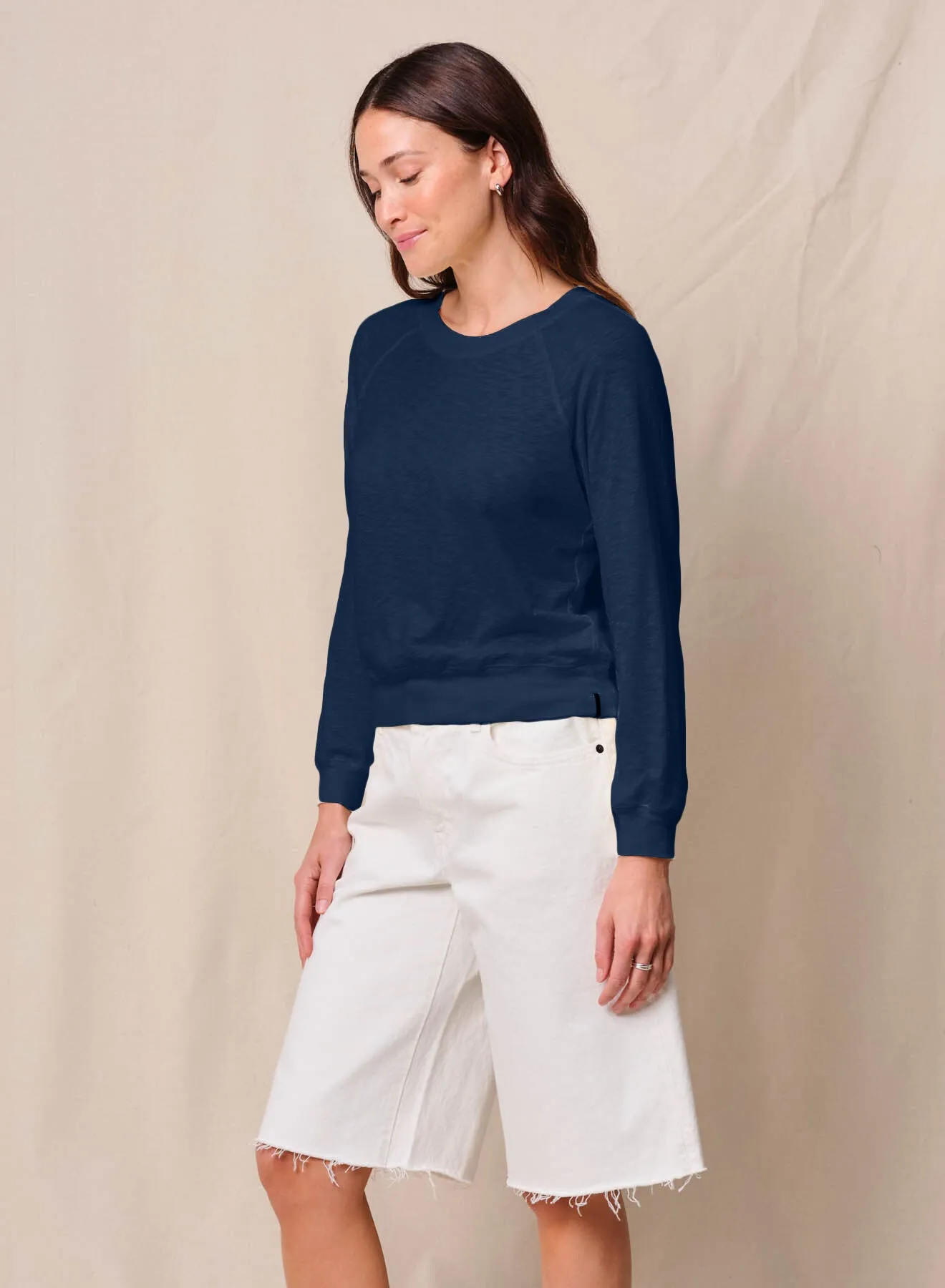 Supima Slub Jersey Raglan Sweatshirt Tee in New Navy sold by Stateside product image thumbnail 3